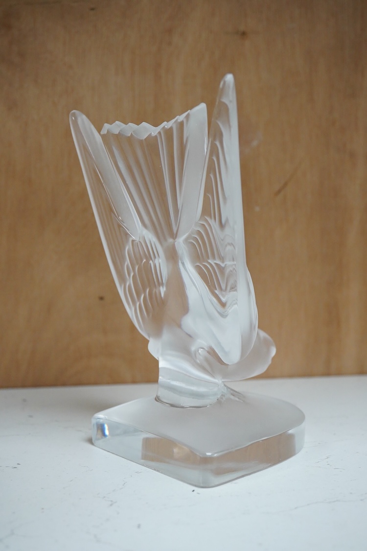 A Lalique frosted glass dove bookend, post-war, 15.5cm